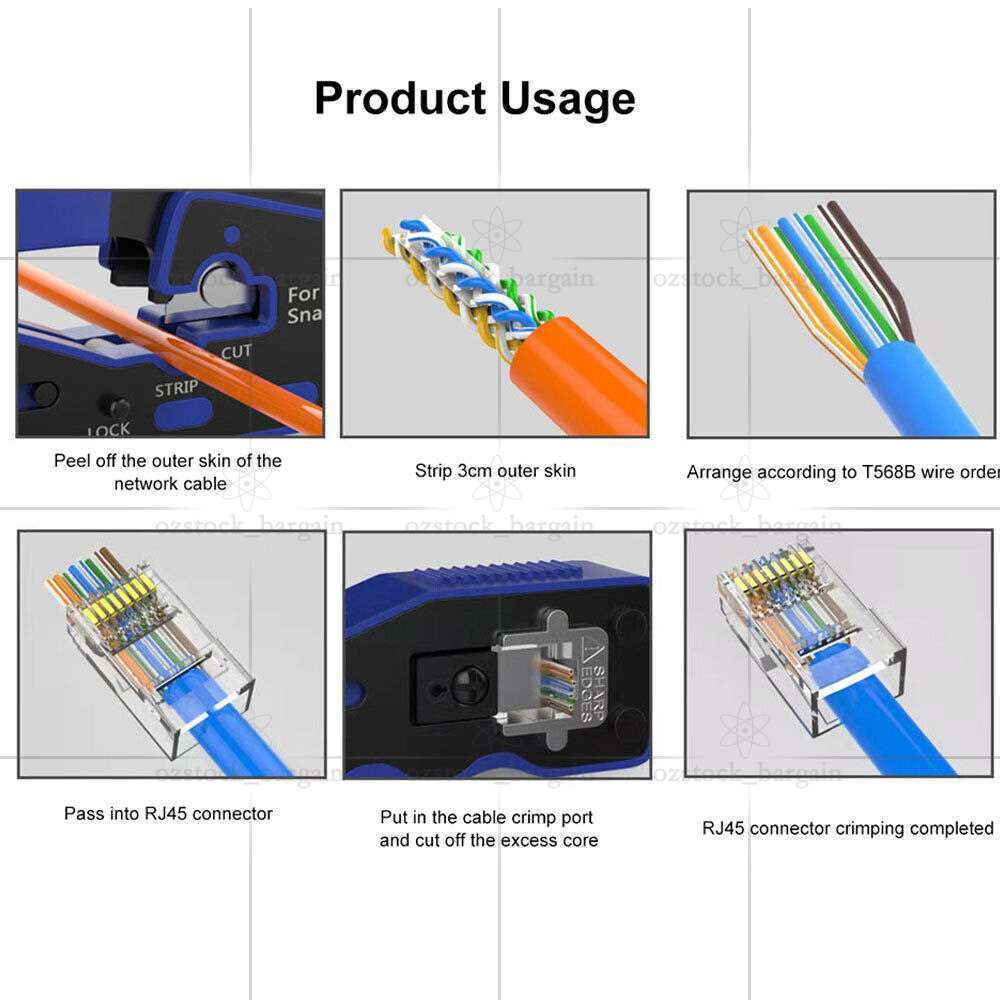 RJ45 Crimper EZ Cat 5e 6 7 HD Pass Through Network Connector Tool Crimping Plier