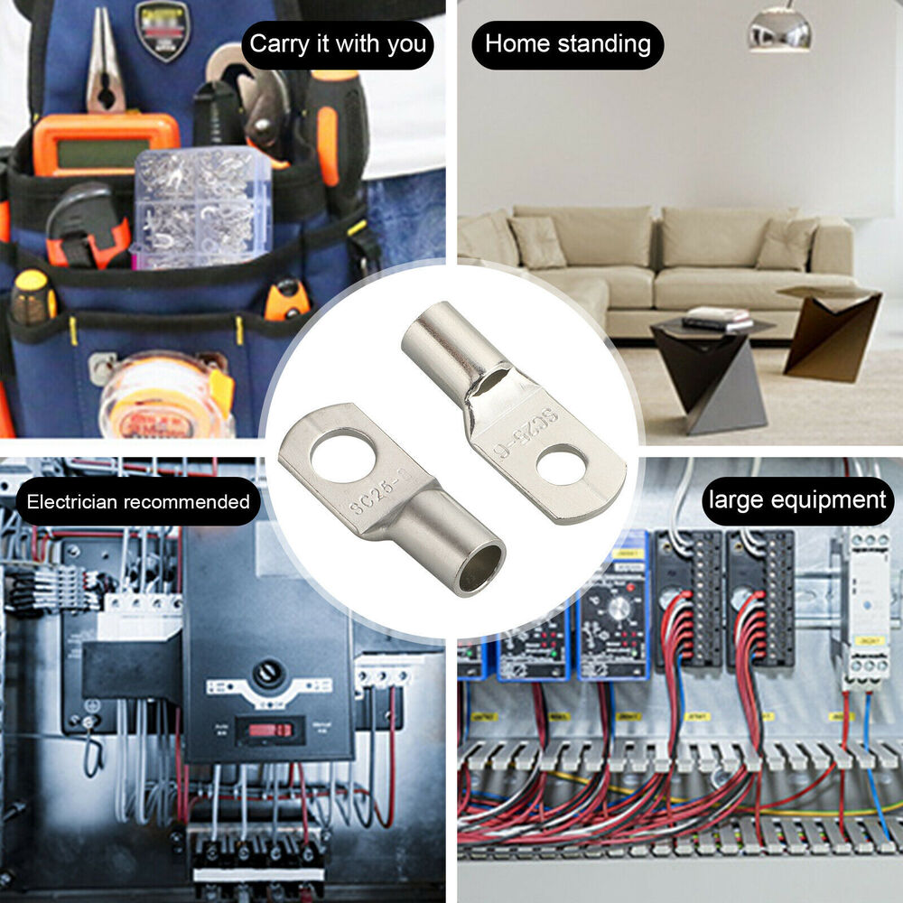 Battery Copper Ring Crimp Terminal 6MM² - 50MM² Cable Lugs Eyelet Wire Connector