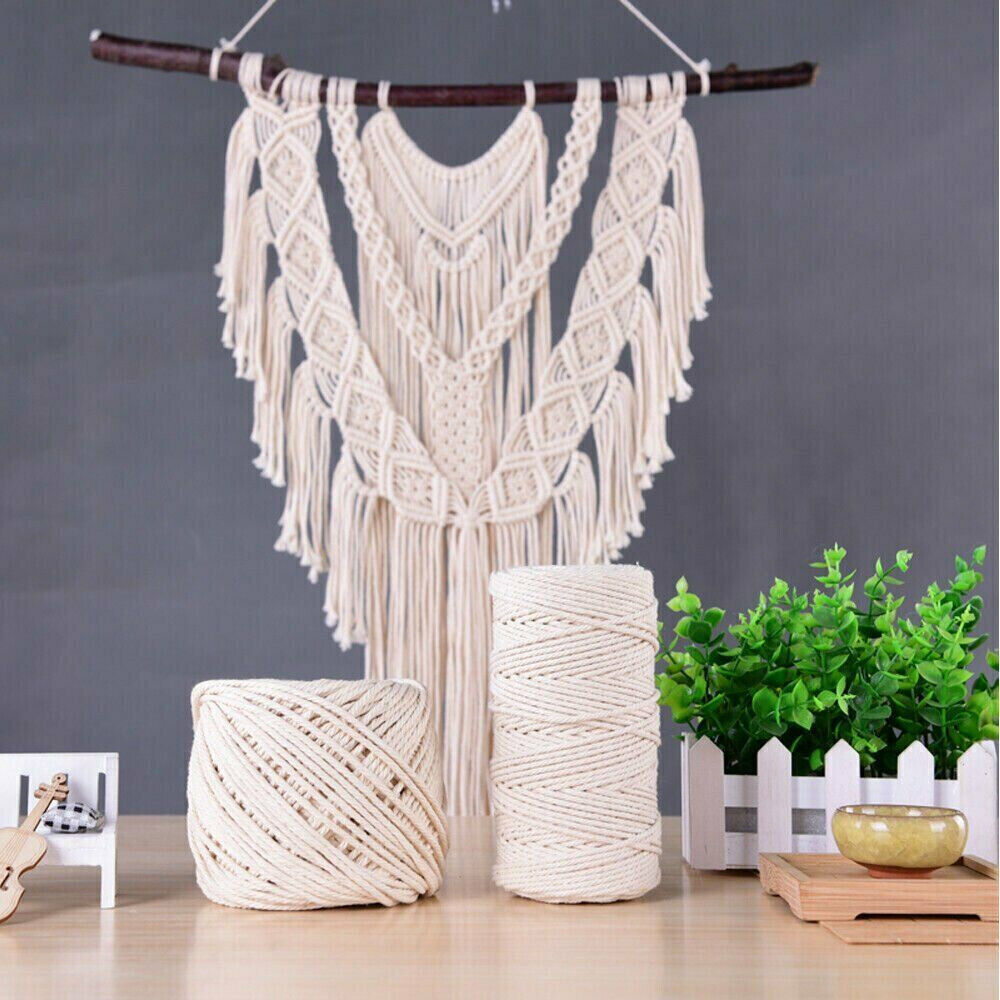 3mm 200M Natural Cotton Twisted Cord Craft Macrame Artisan Rope Craft String