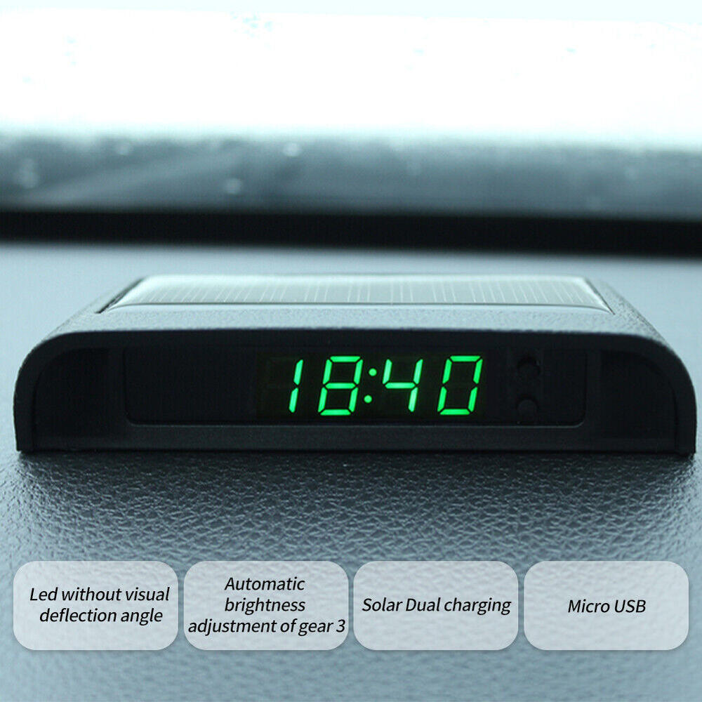 Solar Powered Dashboard Car Clock High Temperature Resistant Digital Display