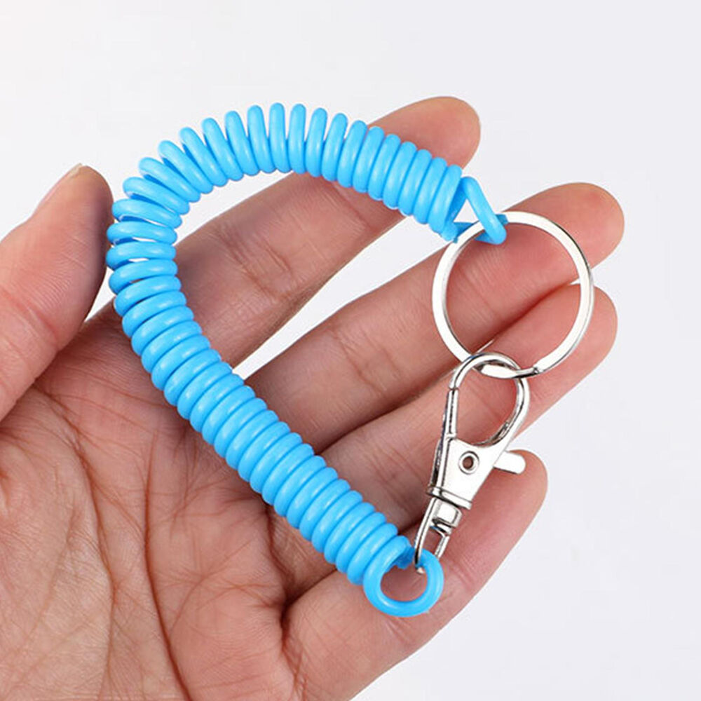 Retractable Coiled Fishing Lanyard Safety Rope Tether Grippers Rods Camping Tool