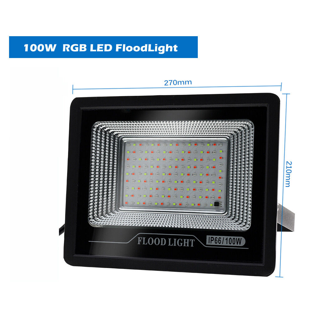 RGB LED Flood Light 50W/100W Outdoor Spotlight Remote Control IP66