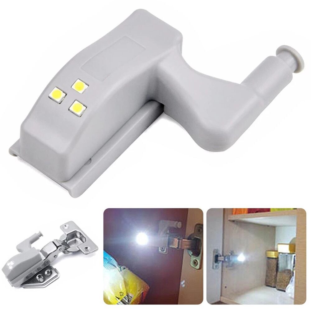 10pcs LED Cabinet Cupboard Closet Wardrobe Hinge Sensor Kitchen Night Light NEW