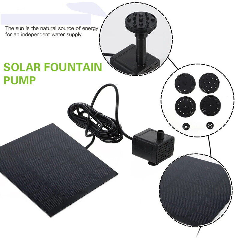 Solar Pond Pump Power Fountain Submersible Water Garden Pool Feature Kit Panel