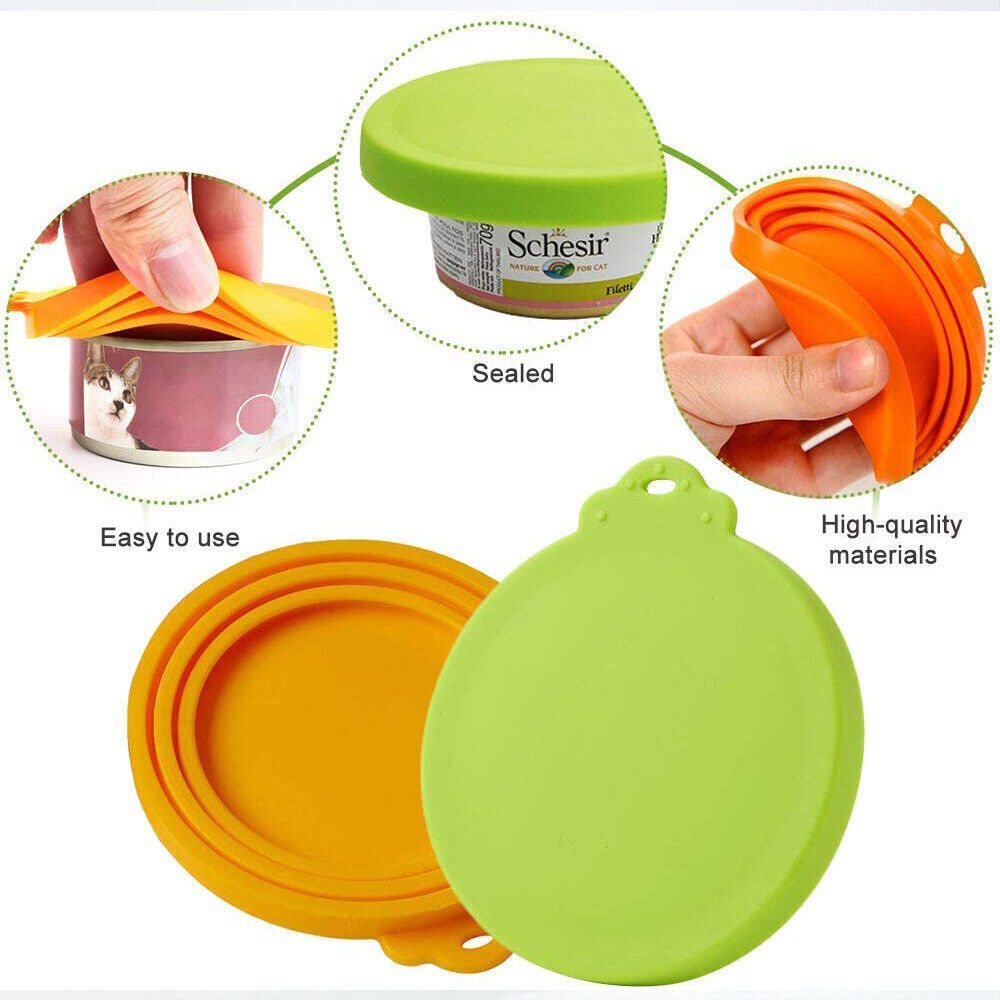 3X Reusable Pet Food Can Cover Lid Dog Cat Pet Tin Silicone Storage Seal Cap