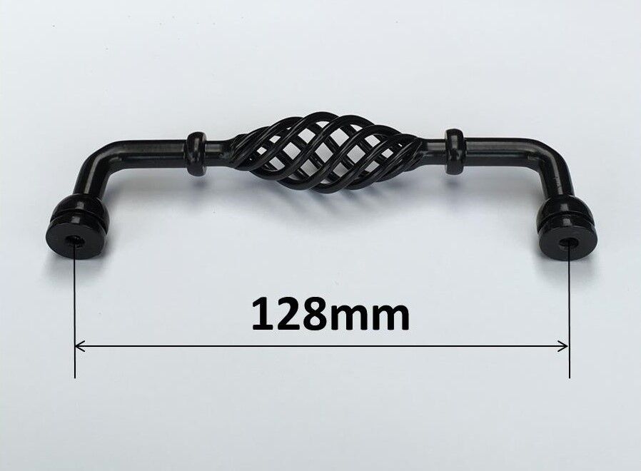 Provincial Birdcage Kitchen Cabinet Handles / Knobs Matt Black Cupboard Door