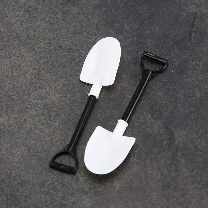 100Pcs Plastic Disposable Shovel Spoon Potted Cake Ice Cream Garden J5X1