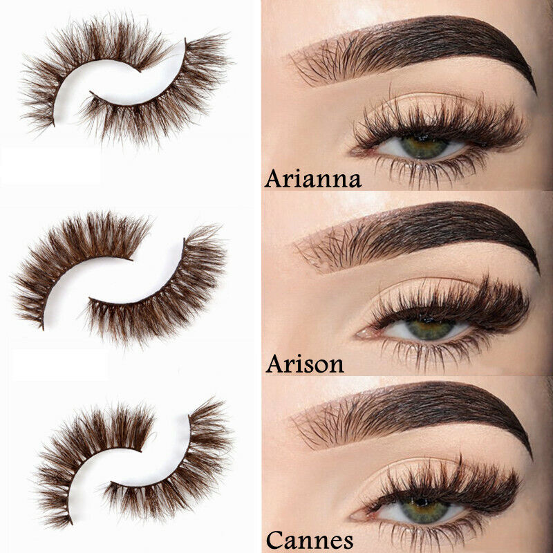 3D Mink Fake Lashes Natural Brown False Colored Eyelashes Thick Long Wispies