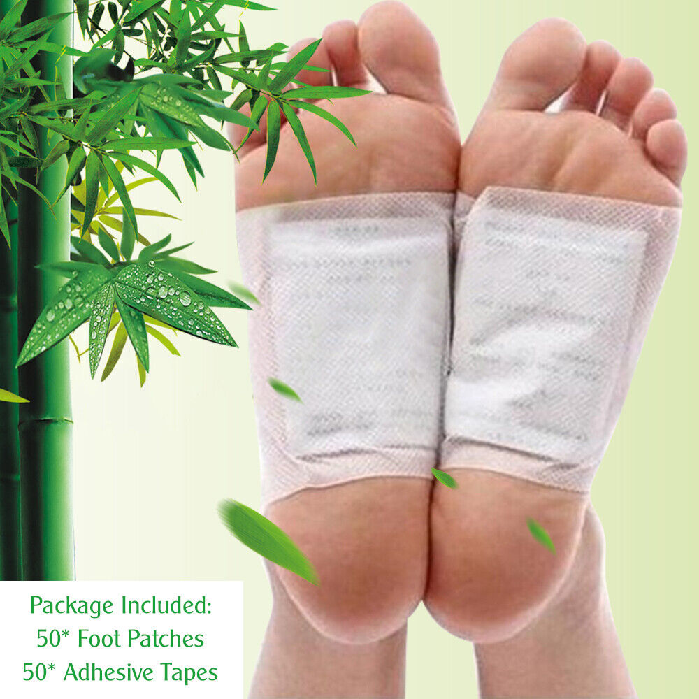 50X Detox Foot Patches Pads Natural Plant Bamboo Toxin Removal Sticky Adhesive