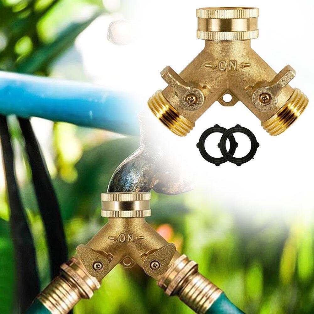 3/4" Garden Hose Splitter Solid Brass 2 Way Tap Connector Adapter Y-Splitter