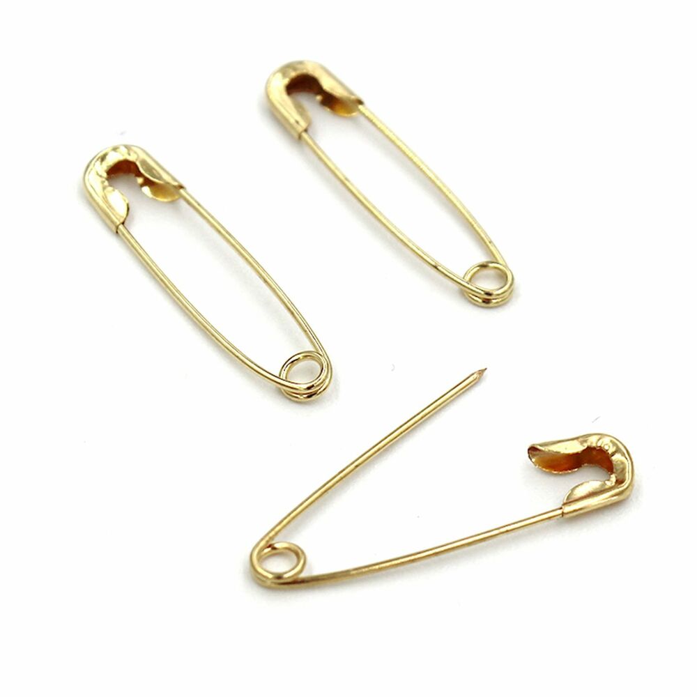 300x Small Tiny Safety Pins Gold Color 19mm Brass Metal Sewing Craft Mini Pin