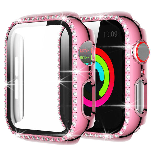 For Apple Watch SE 40mm 44mm 41mm 45mm Bling Diamond Case With Screen Protector