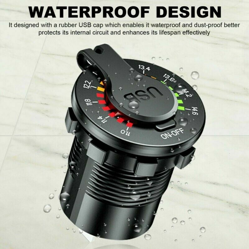 Waterproof Dual USB Port Car Motorbike Motorcycle Charger Socket Power Adapter