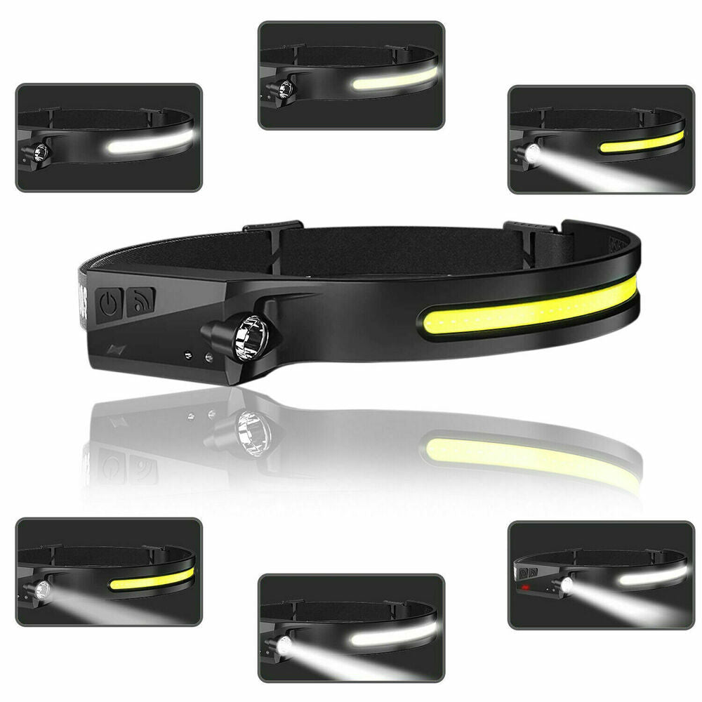 3x Waterproof COB Headlamp Night Buddy LED Motion Sensor Head Torch Headlight