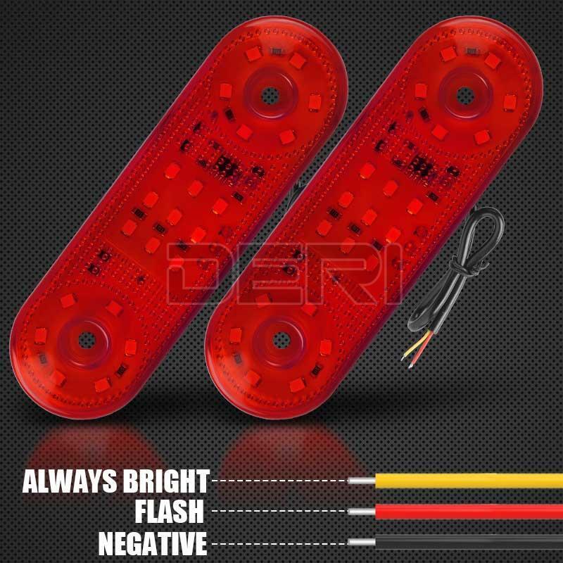 2X Oval Side Marker LED Light Clearance Lamp Truck Trailer Waterproof Red 12-24V