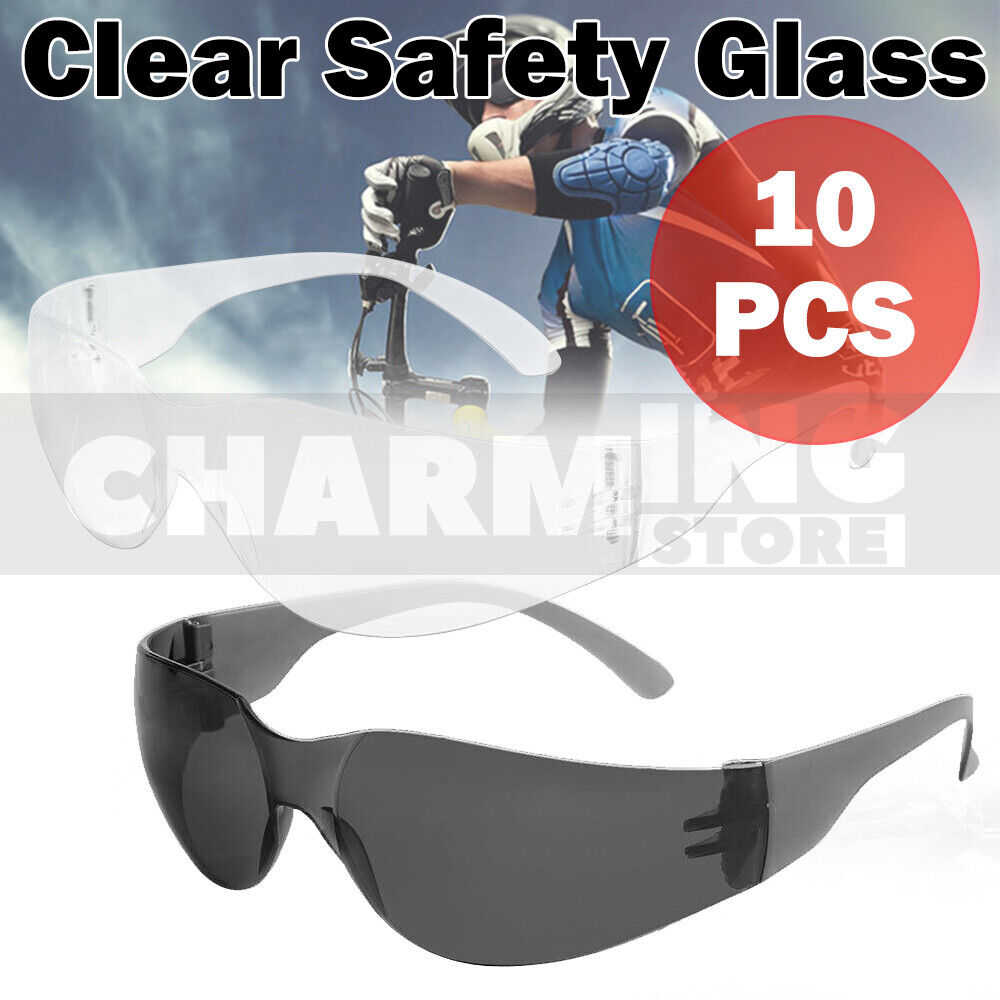 10pcs Clear Safety Glasses Protective Eyewear for Men Women Eye Protection