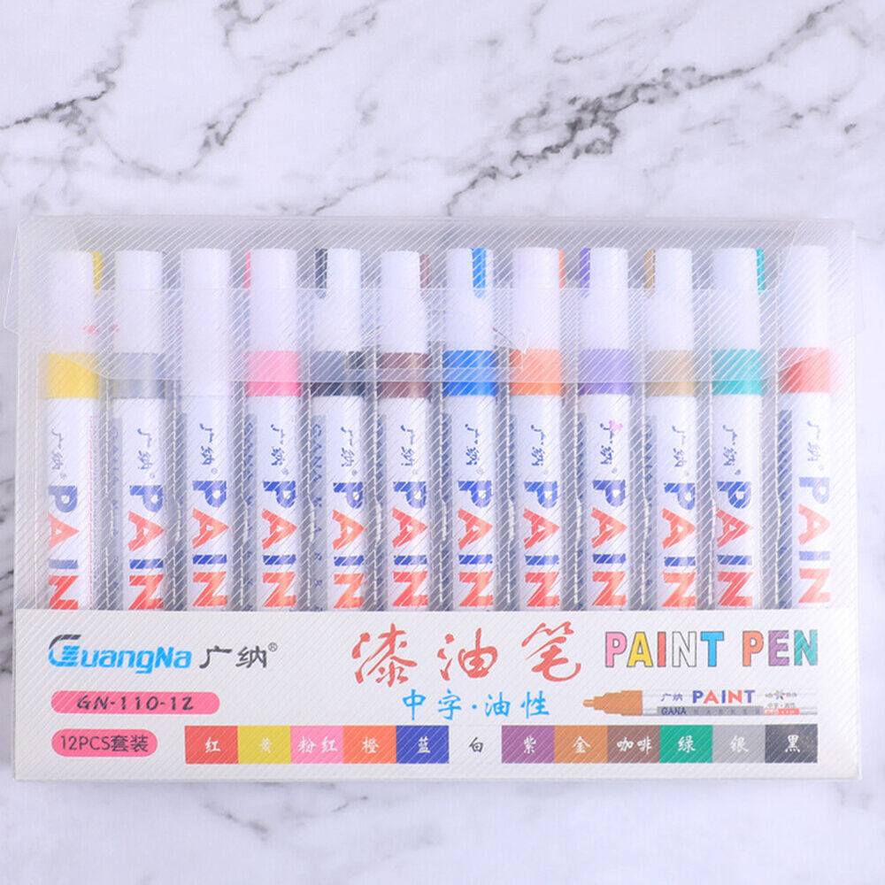 Waterproof Paint Pen Marker 12 Colours For Car Tyre Tire Metal Permanent Pen