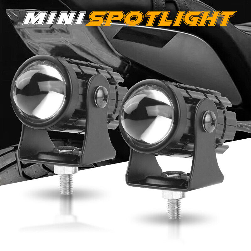 2x Mini Motorcycle Spot Lights Headlights Driving Fog Lamp ATV UTV Yellow White