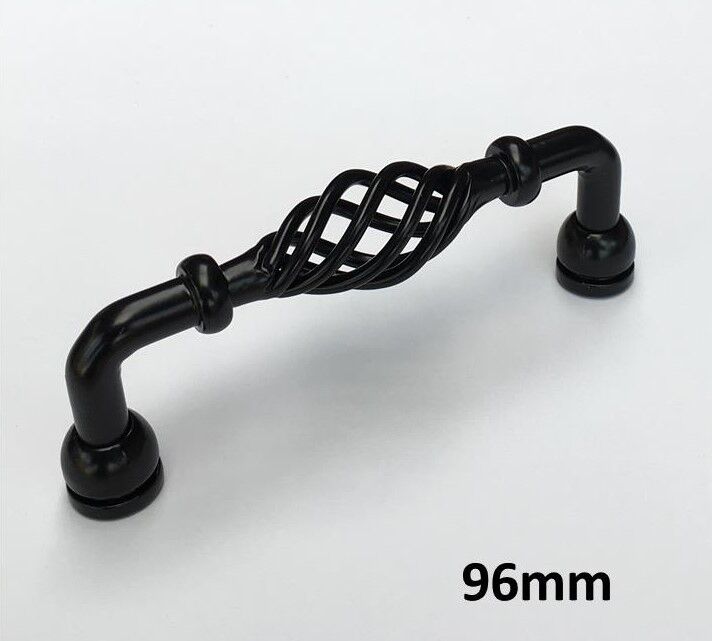 Provincial Birdcage Kitchen Cabinet Handles / Knobs Matt Black Cupboard Door