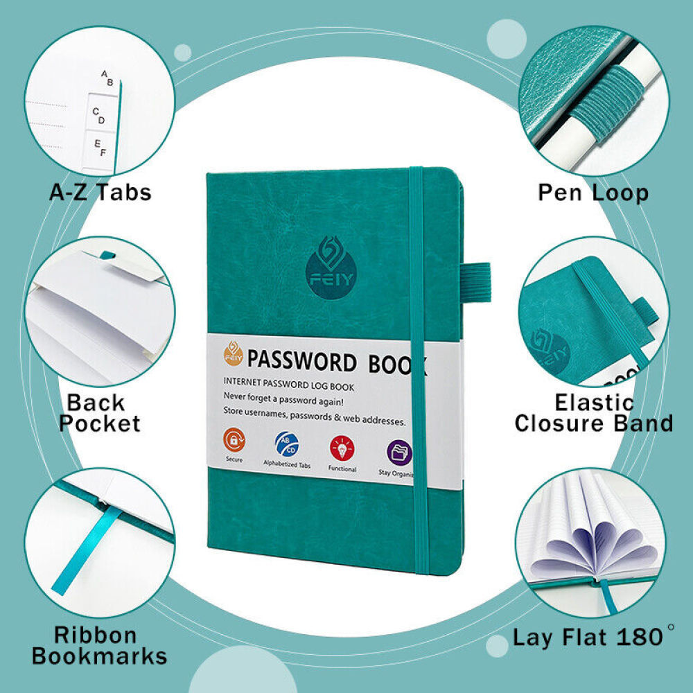 Password Book Hardcover Journal Notebook Internet Address & Password Organizer