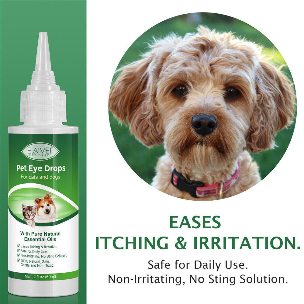 2x Pet Antiseptic Eye Drops Dog Cat Eye Care Cleaner Tear Stain Anti-Bacterial 60ml