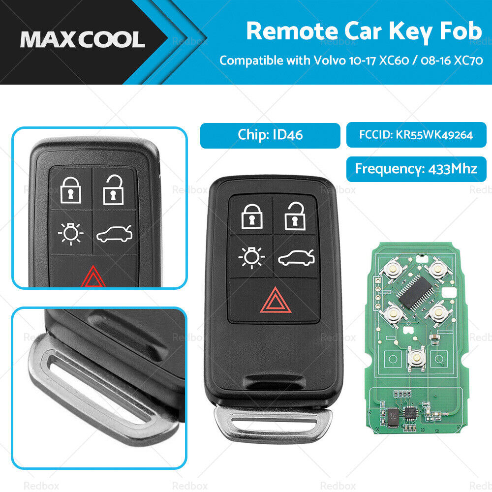 Remote Car Key Fob Entry KR55WK49264 Suitable For Volvo 10-17 XC60 / 08-16 XC70