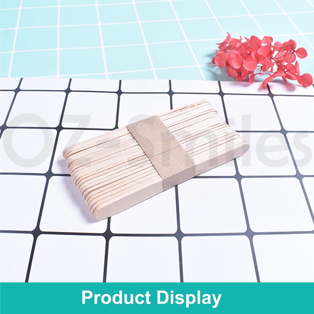 100 x Wooden Craft Stick Paddle Pop Sticks Coffee Tea Ice Cream 11.5 X 1cm