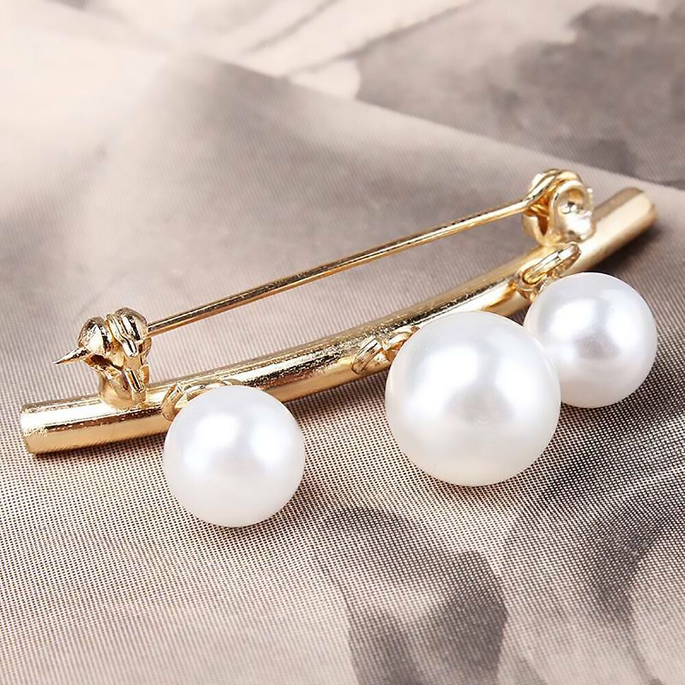 2PCS Women Shawl Knit Cardigan Dress Pearl Brooch Safety Pin Clip Fastener