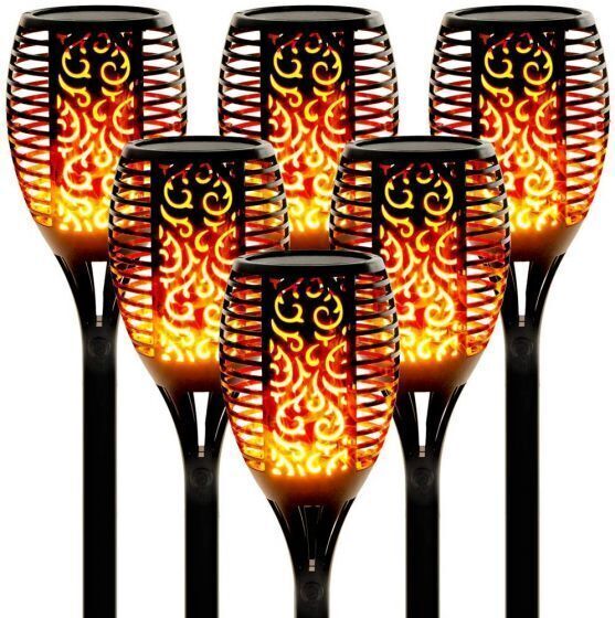 6PCS 12LED Flickering landscape Lamp Dancing Fire Flame Solar Torch Garden Light