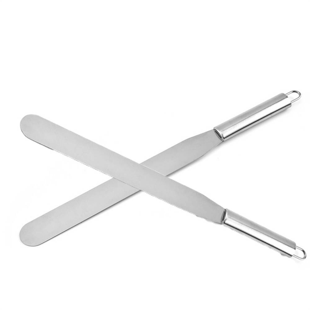 2x Stainless Steel Butter Cake Cream Blade Spatula Spreader Fondant Pastry Tool