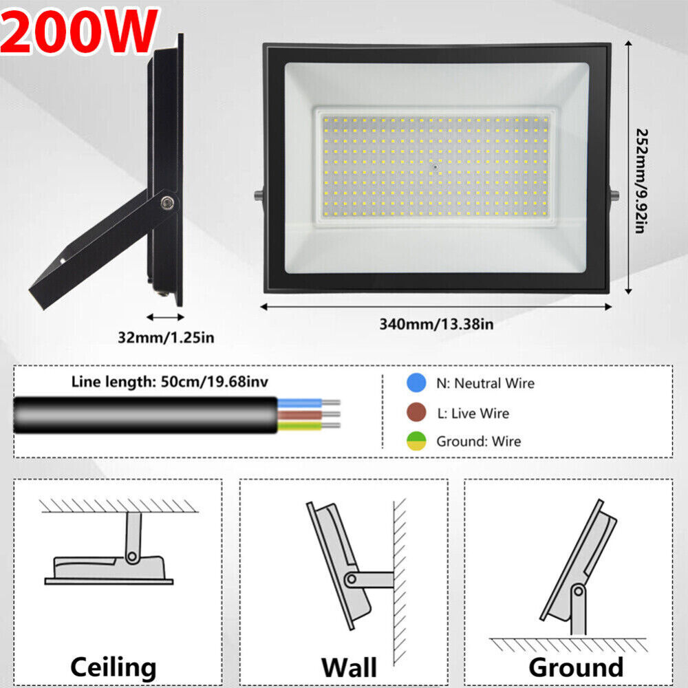 Outdoor LED Flood Light 10W-300W Security Light 220V-240V Spotlight Waterproof