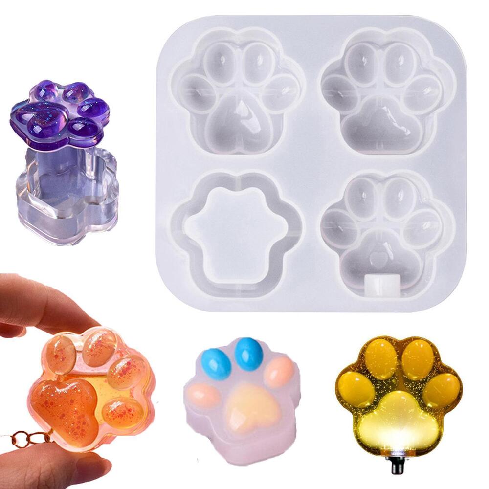 Silicone Cat Paw Pendant Keychain Tag Resin Casting Mold Epoxy GX, Moul A9U7