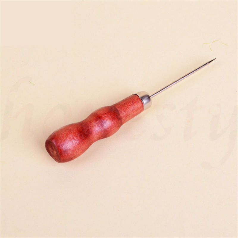 2pcs Wooden Handle Beading Awl Boring Hole Tailor Making Tool Bradle Bradawl