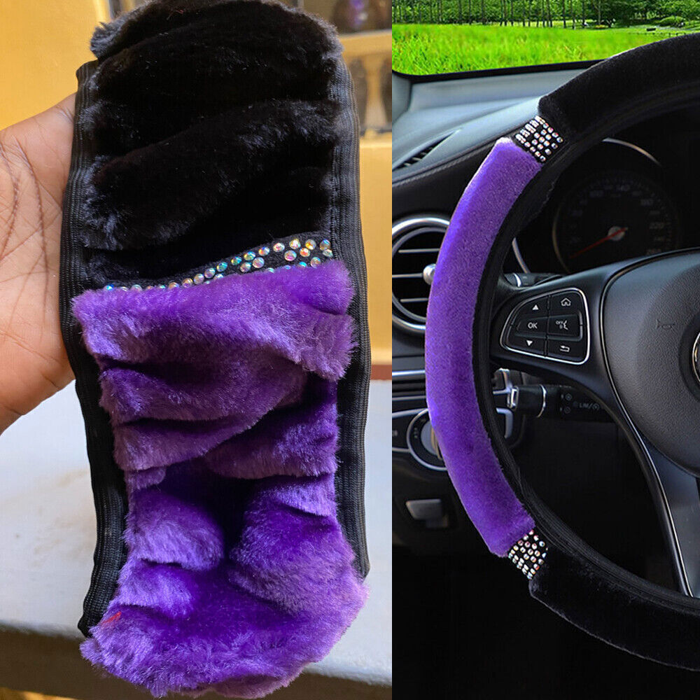 Purple Car Parts Steering Wheel Cover Rhinestone Anti-slip Protector Accessories