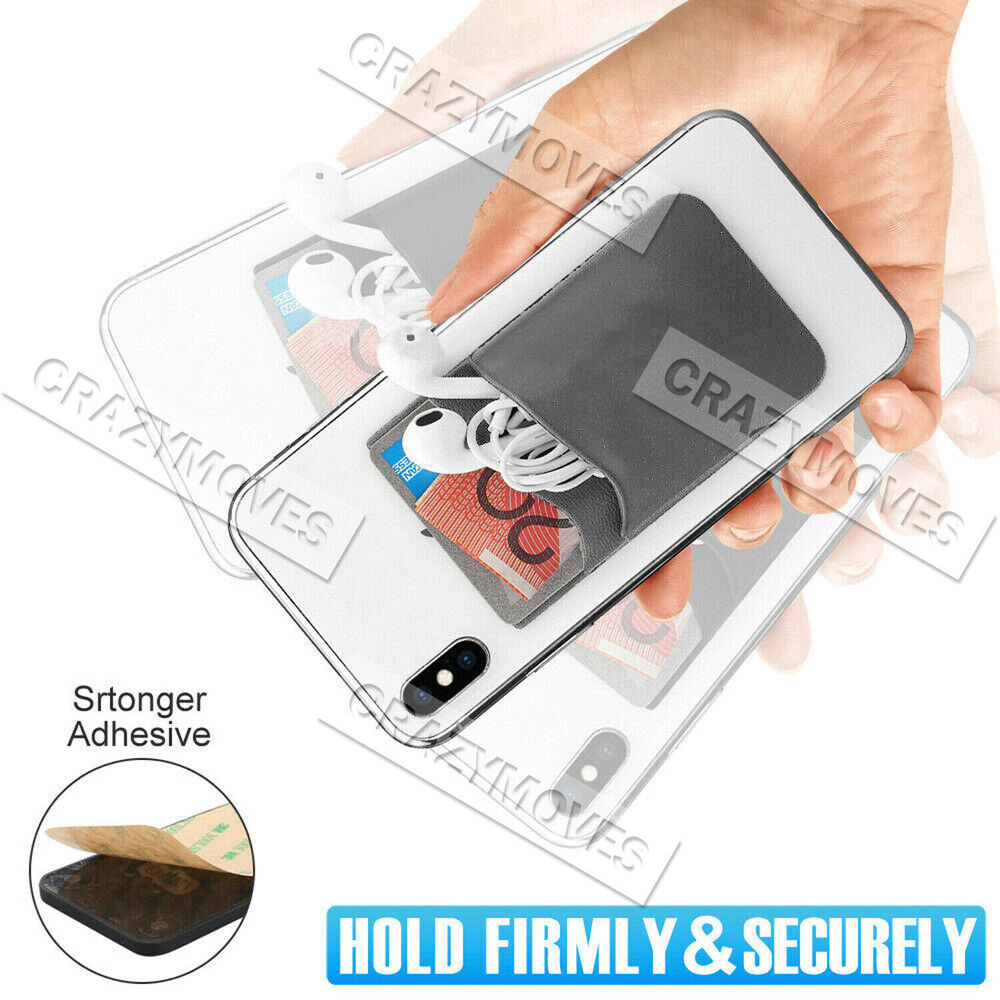 Silicone Mobile Phone Back 2 Layers Card Holder Wallet Stick On Adhesive