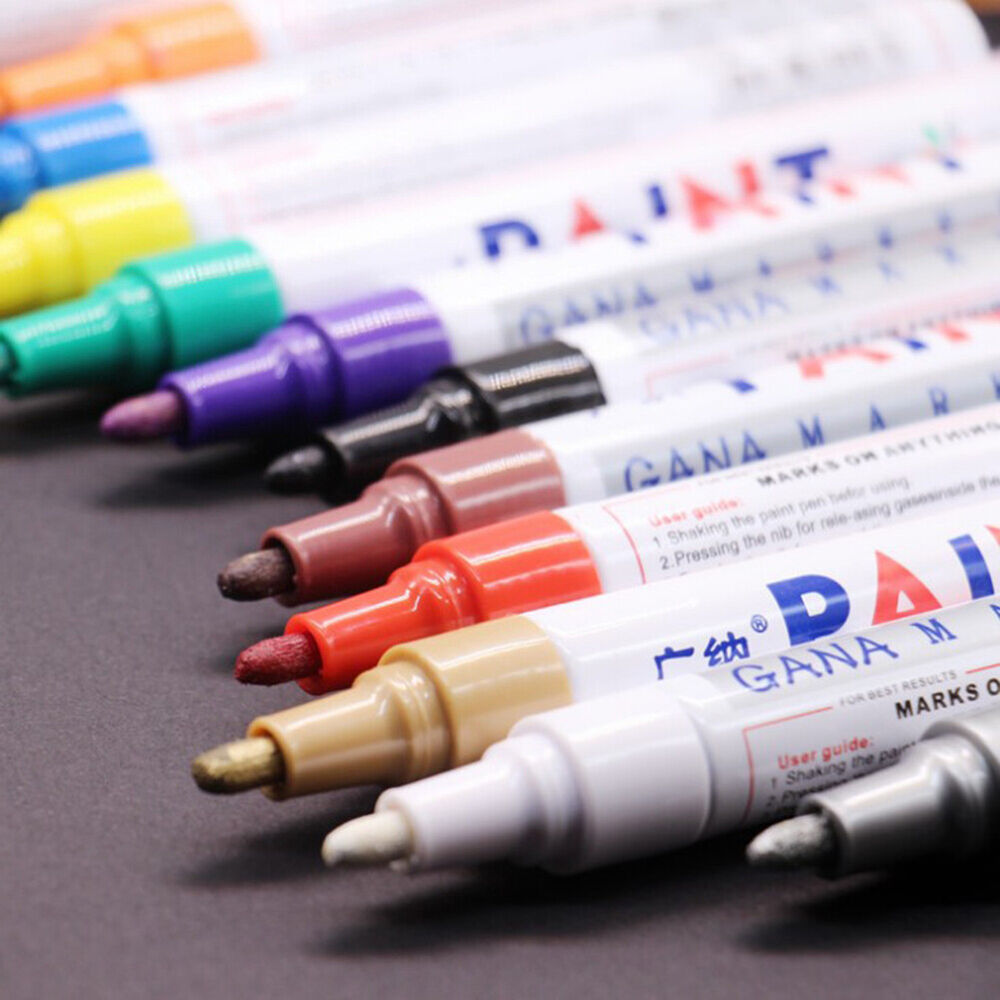 Waterproof Paint Pen Marker 12 Colours For Car Tyre Tire Metal Permanent Pen