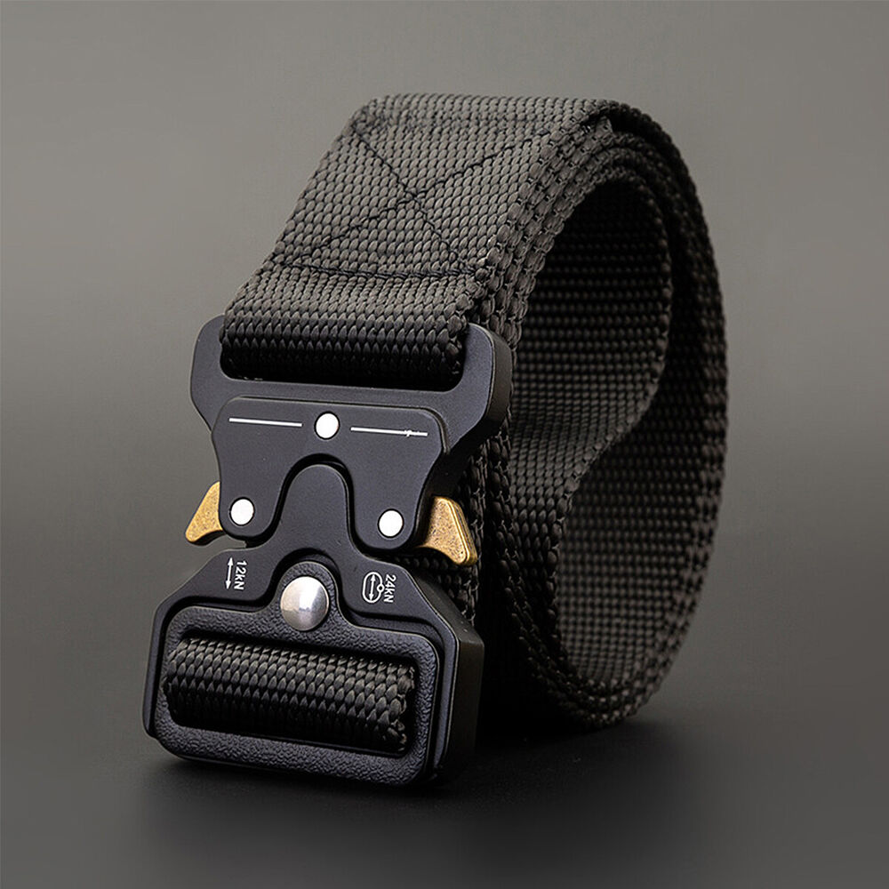 Quick Release Work Belt Tactical Black Men Army Webbing Nylon Military Waistbelt