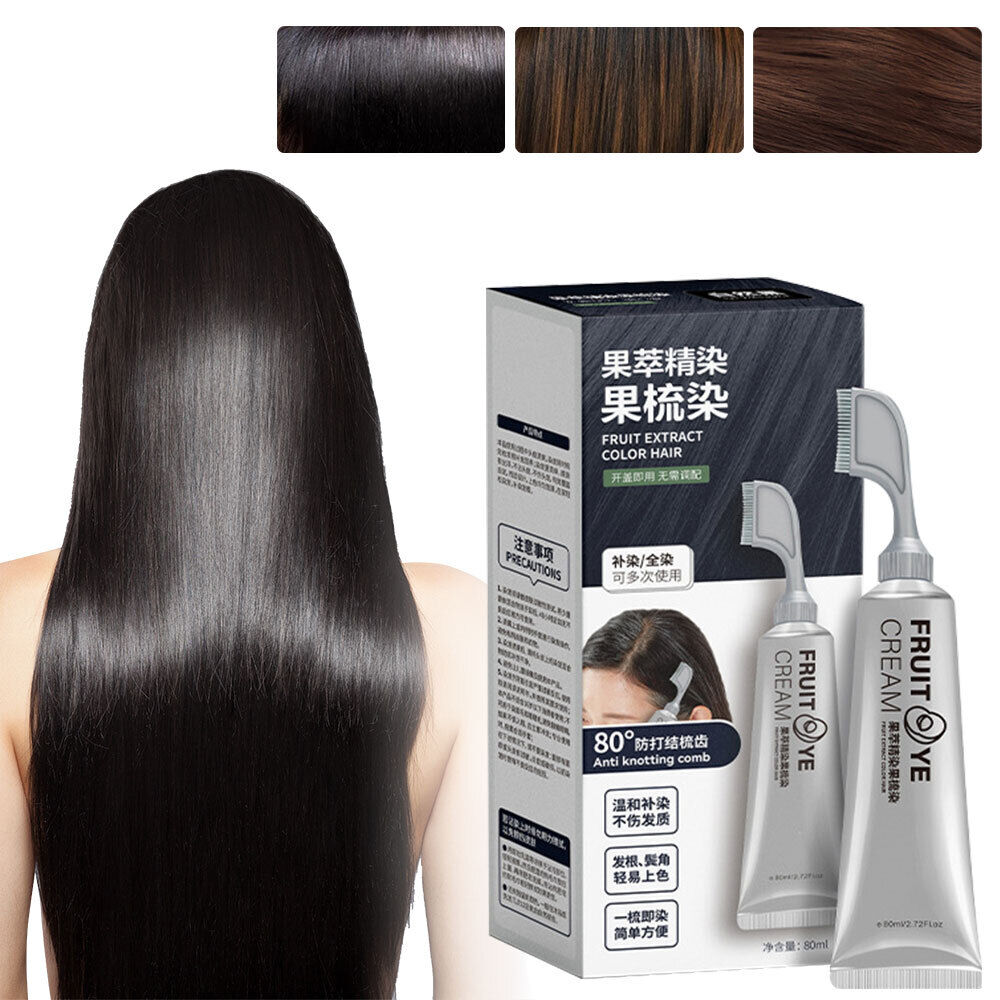 Universal Fruit Dyeing Hair Cream with a Comb Plant Essence Hair Dye Hair Dye