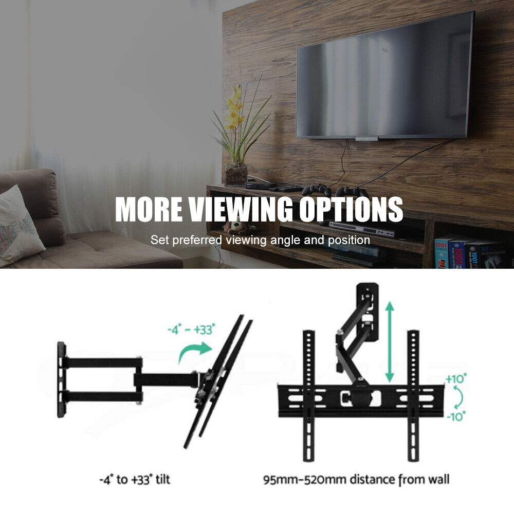 Full Motion TV Wall Bracket Mount Swivel Tlit Slim LCD LED 26 32 40 42 50 52 55"