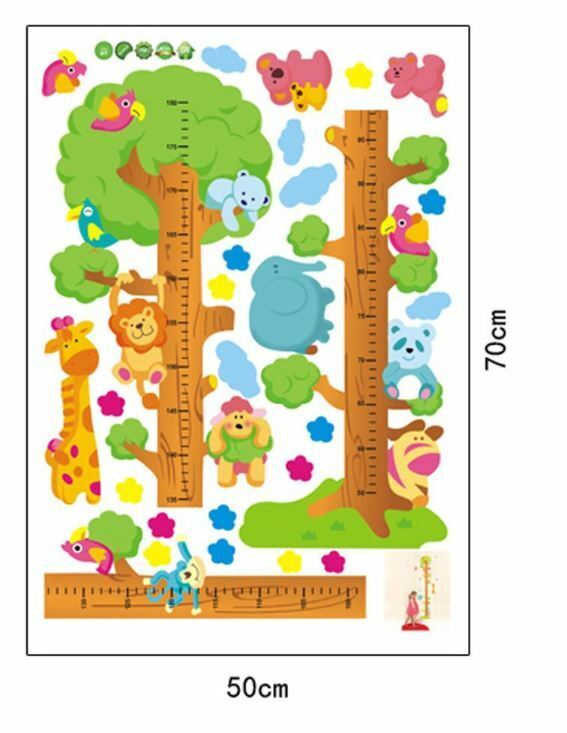 Wall Stickers Removable Giraffe Koala Tree Height Kids Decal Growth Chart