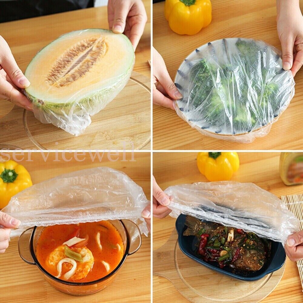 100Pcs Food Covers Vacuum Bags Reusable Bowls Silicone Lid Kitchen Fresh Seal