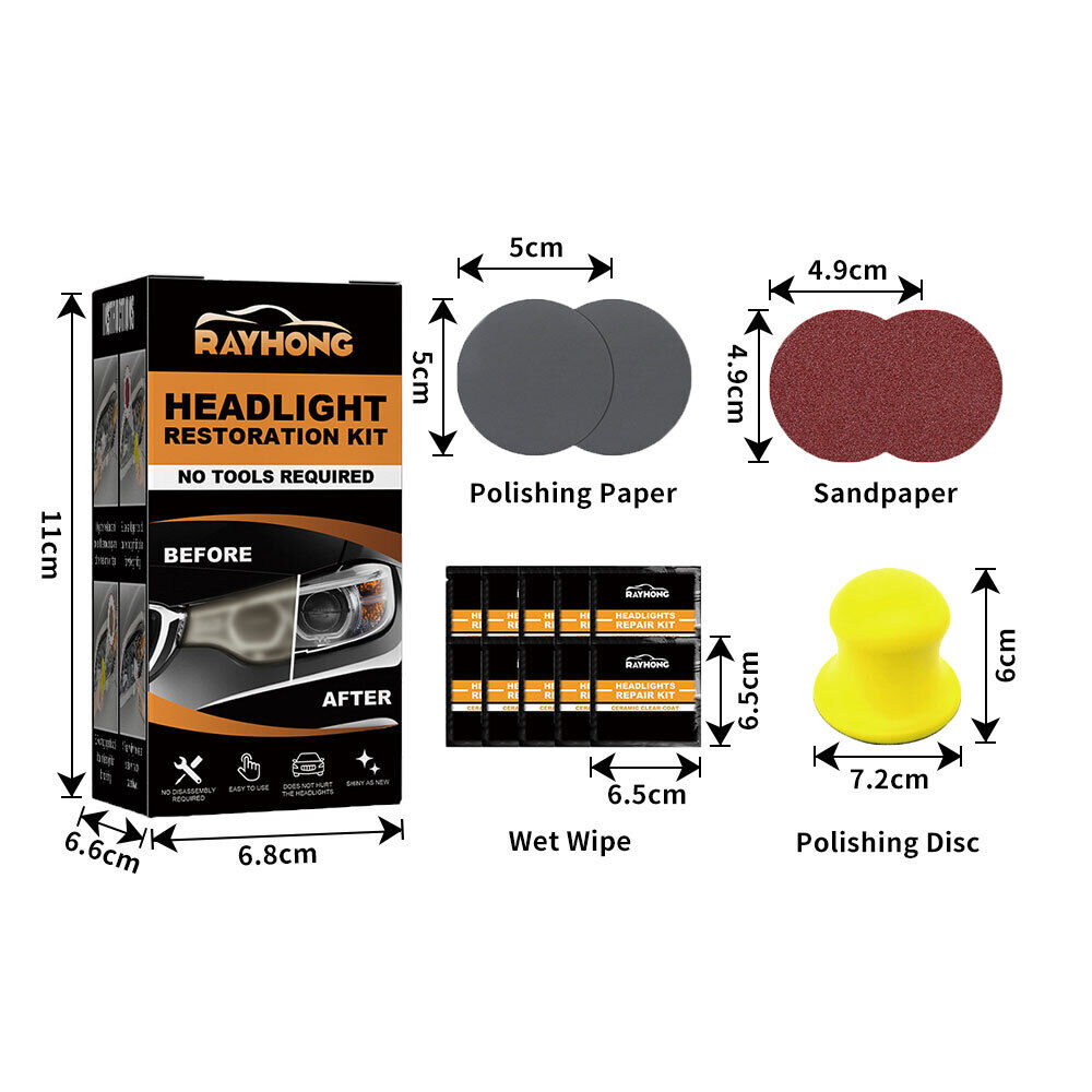 Restowipes Car Headlight Restoration, Polish Headlights Lens Restore Cleaner #T