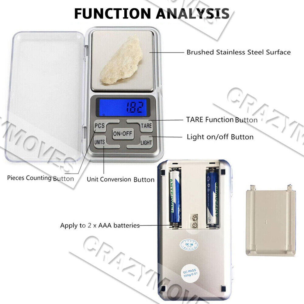 Pocket Digital Mini Scales 0.01-500g/0.1-3KG Precision Weight Balance Silver