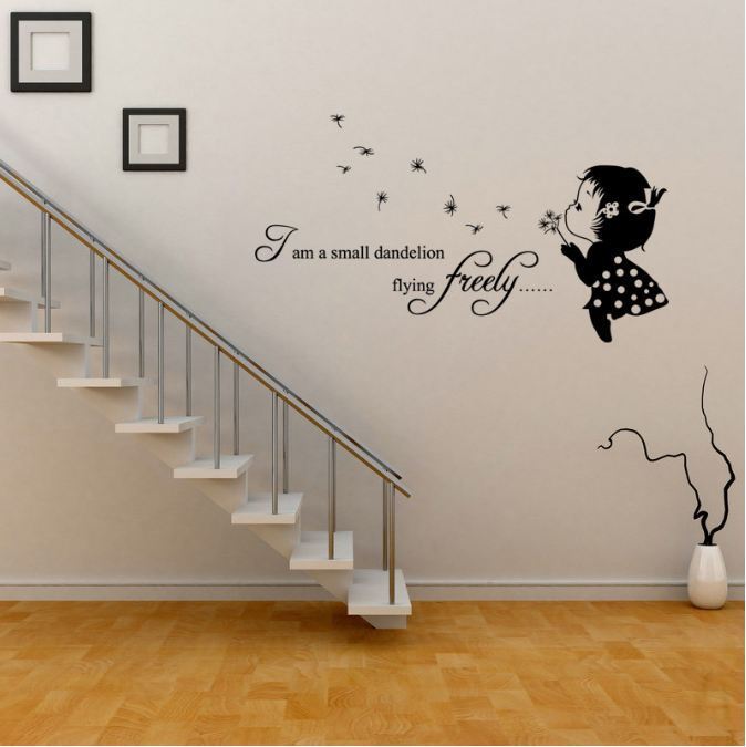 Wall Stickers Removable Cute Small Dandelion Girl Living Room Decal Art Decor