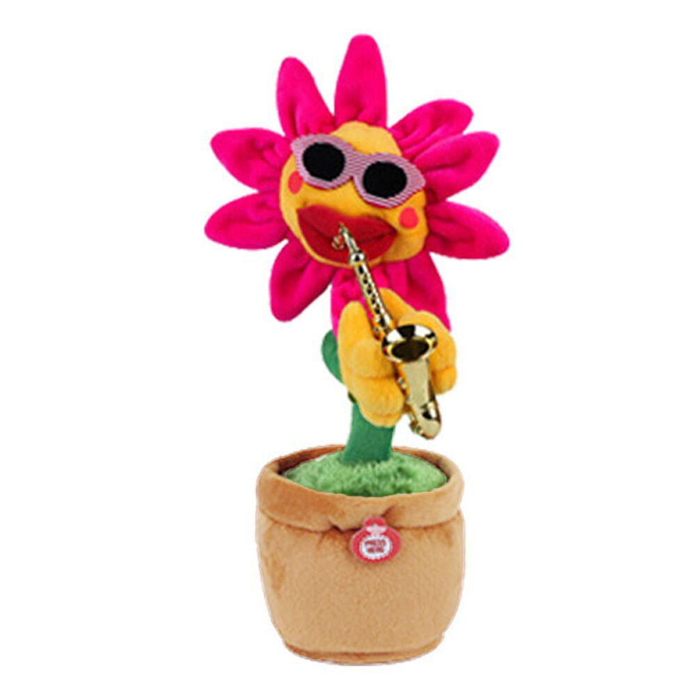 Singing Dancing Sunflower with Sax & Sunglasses Electronic Toy Flower Funny Gift