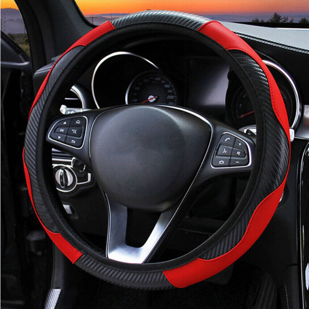 Leather Car Steering Wheel Cover Anti-slip Accessories Universal 38CM/15inch