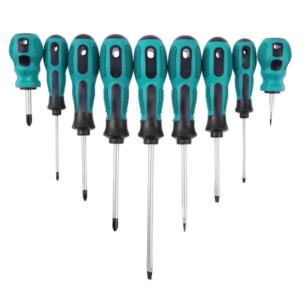 Screwdriver Set 9 Piece with storage bag CRV magnetic tips Phillips Flat blade