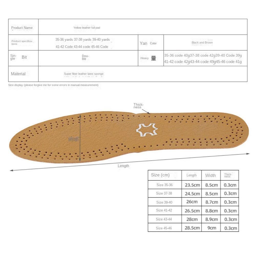 For Shoes Leather Insoles Men Women Insert Insole Cowhide Shoe Pads Shoe