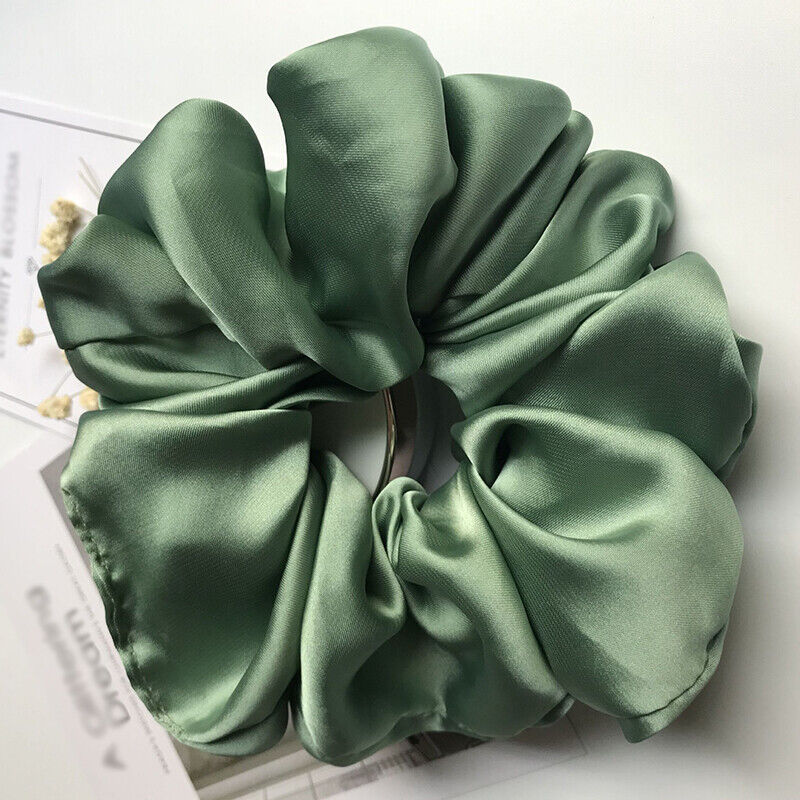 Oversized Elastic Silk Hair Band Ring Rope Tie Womens Simple Satin Scrunchies