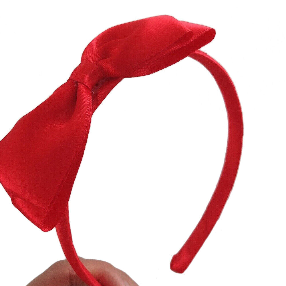 Women Lady Girls Bright Red Bow Ribbon Princess Headband Hairband Hair Head Band